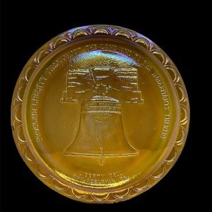Liberty Bell Plate - Indiana Carnival Glass - Gold